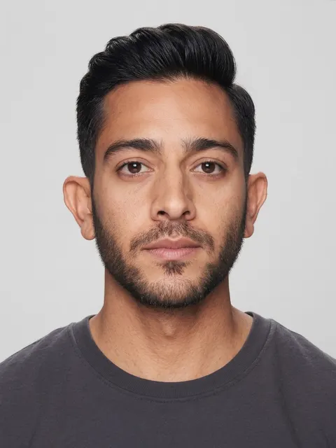 Side-swept textured quiff, moderate height example on a model