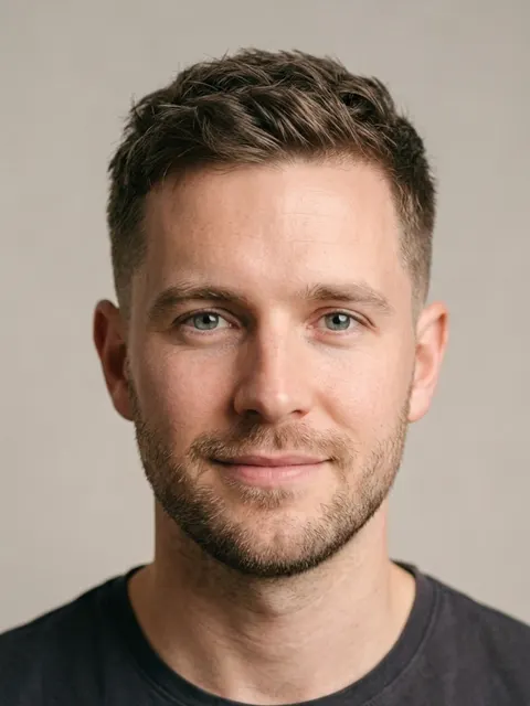 Textured French crop with a forward fringe example on a model
