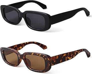 KUGUAOKRetro Rectangle Sunglasses Women and Men Vintage Small Square Sun Glasses UV Protection Glasse